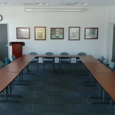 a long table in a room