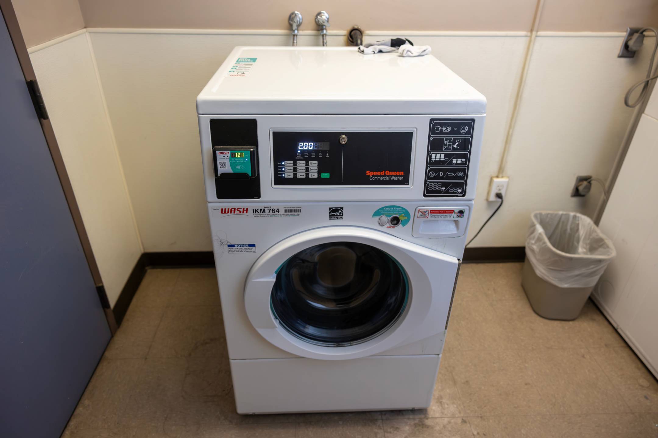 a washing machine in a room