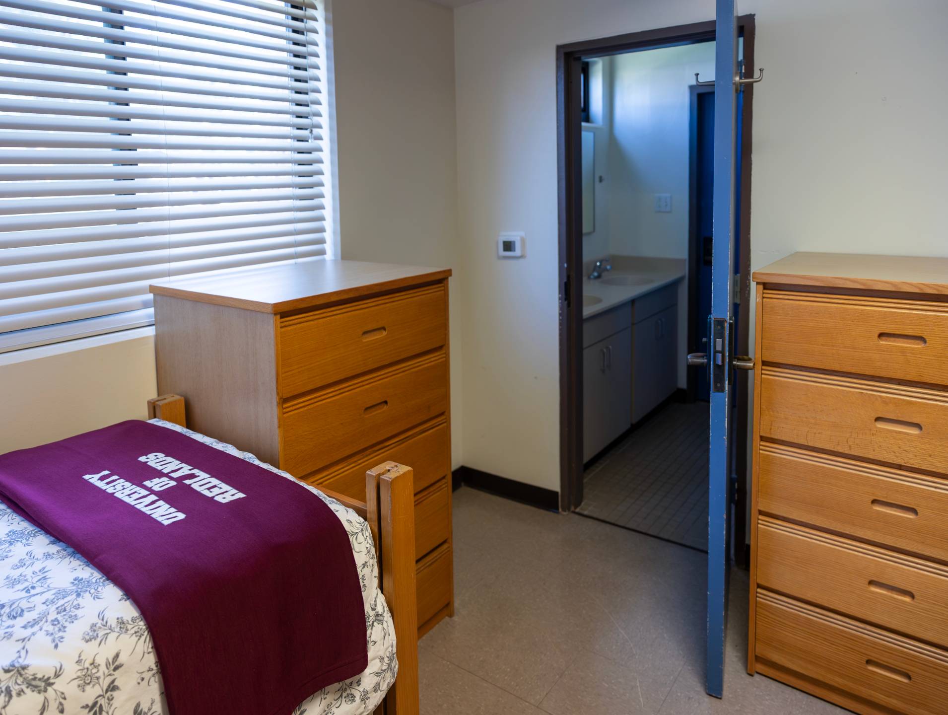 a bedroom with a bed and dresser