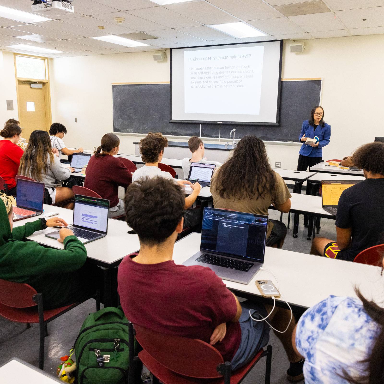 a group of people in a classroom