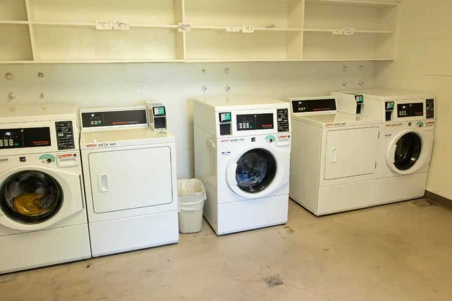 a group of white washing machines