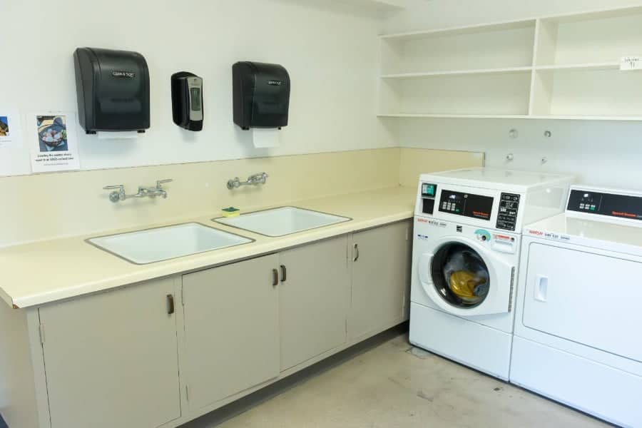a washer and dryer in a laundry room